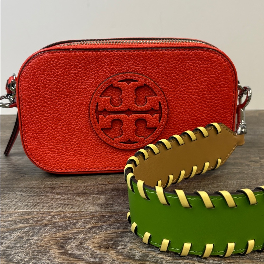 Tory Burch “Miller” Leather Camera Bag in Bright Orange (Crossbody)